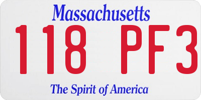 MA license plate 118PF3