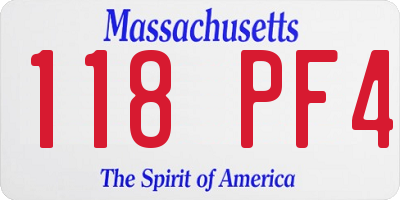 MA license plate 118PF4