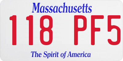 MA license plate 118PF5