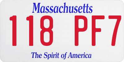MA license plate 118PF7