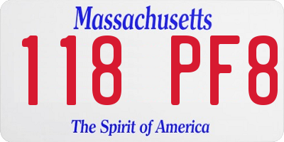 MA license plate 118PF8