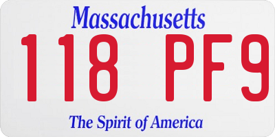 MA license plate 118PF9
