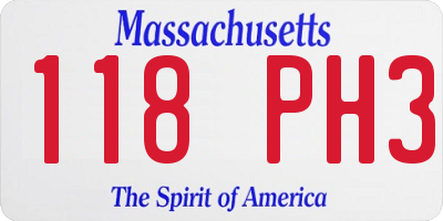 MA license plate 118PH3