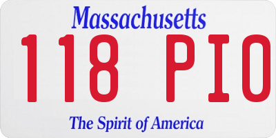 MA license plate 118PI0