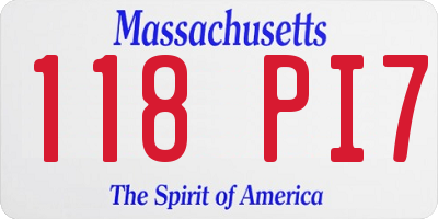 MA license plate 118PI7