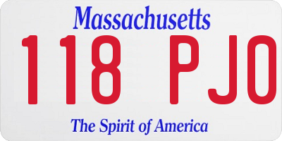 MA license plate 118PJ0
