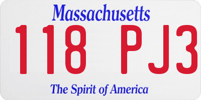 MA license plate 118PJ3