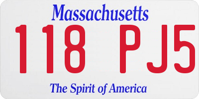 MA license plate 118PJ5