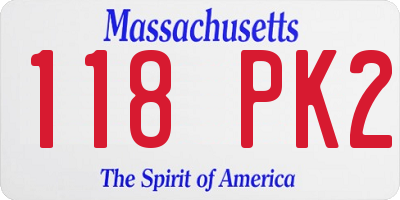 MA license plate 118PK2