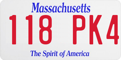MA license plate 118PK4
