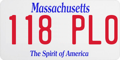 MA license plate 118PL0