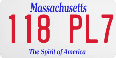 MA license plate 118PL7
