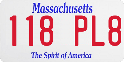 MA license plate 118PL8