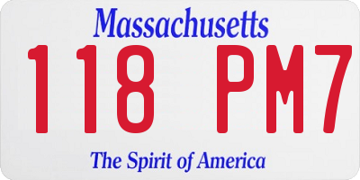 MA license plate 118PM7