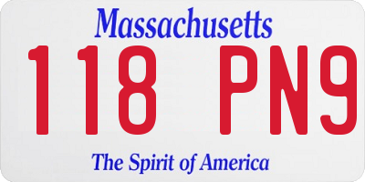 MA license plate 118PN9