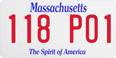 MA license plate 118PO1