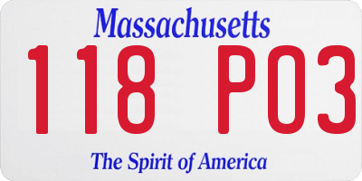 MA license plate 118PO3