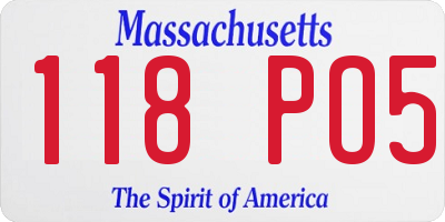 MA license plate 118PO5