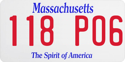 MA license plate 118PO6