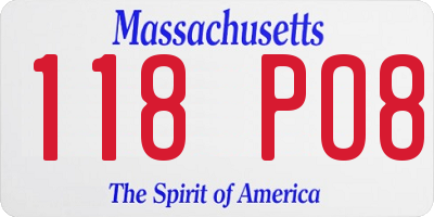MA license plate 118PO8