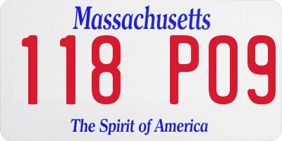 MA license plate 118PO9