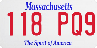 MA license plate 118PQ9