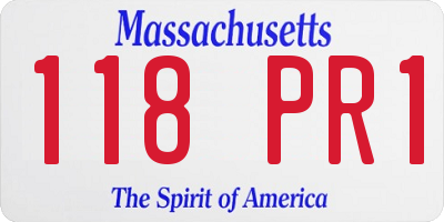 MA license plate 118PR1