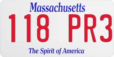 MA license plate 118PR3