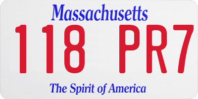 MA license plate 118PR7