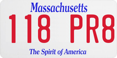 MA license plate 118PR8