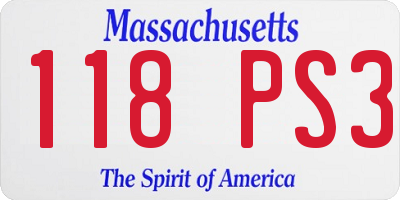 MA license plate 118PS3