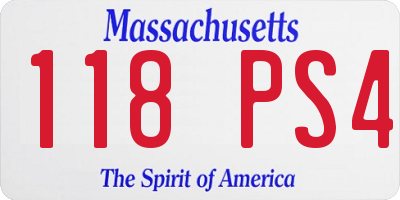 MA license plate 118PS4