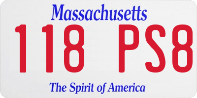 MA license plate 118PS8