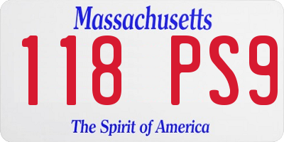 MA license plate 118PS9