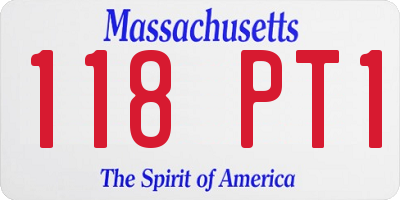 MA license plate 118PT1