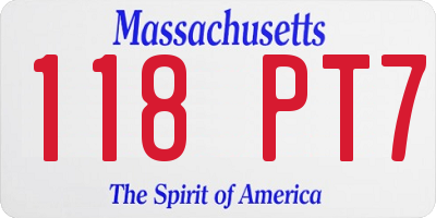 MA license plate 118PT7