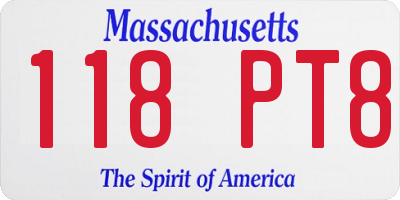 MA license plate 118PT8