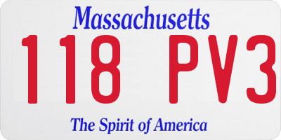MA license plate 118PV3