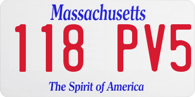 MA license plate 118PV5