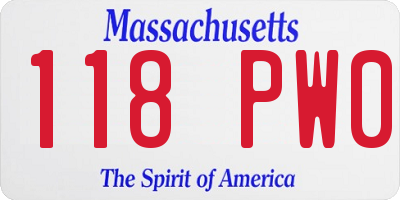 MA license plate 118PW0