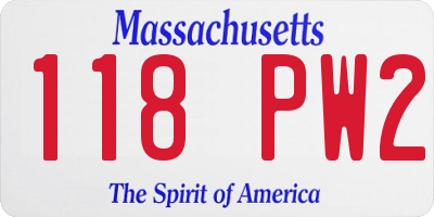 MA license plate 118PW2