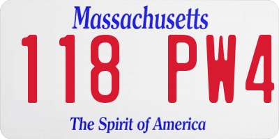 MA license plate 118PW4