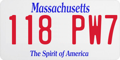 MA license plate 118PW7