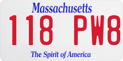 MA license plate 118PW8
