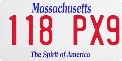 MA license plate 118PX9