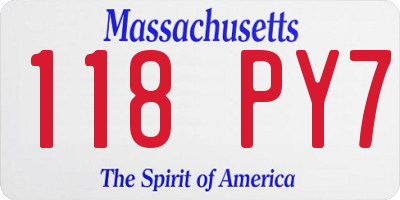 MA license plate 118PY7