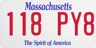MA license plate 118PY8