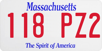 MA license plate 118PZ2