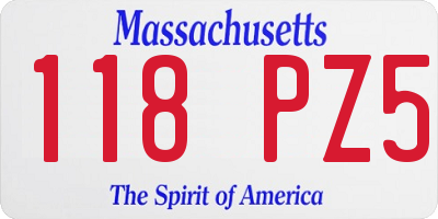 MA license plate 118PZ5