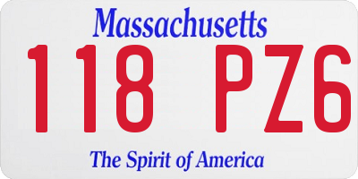MA license plate 118PZ6